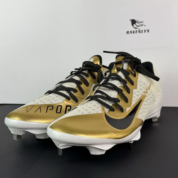 Nike Men's React Vapor Ultrafly Elite 4 'White Metallic Gold' Cleats SIZE 13‎ - Picture 1 of 11